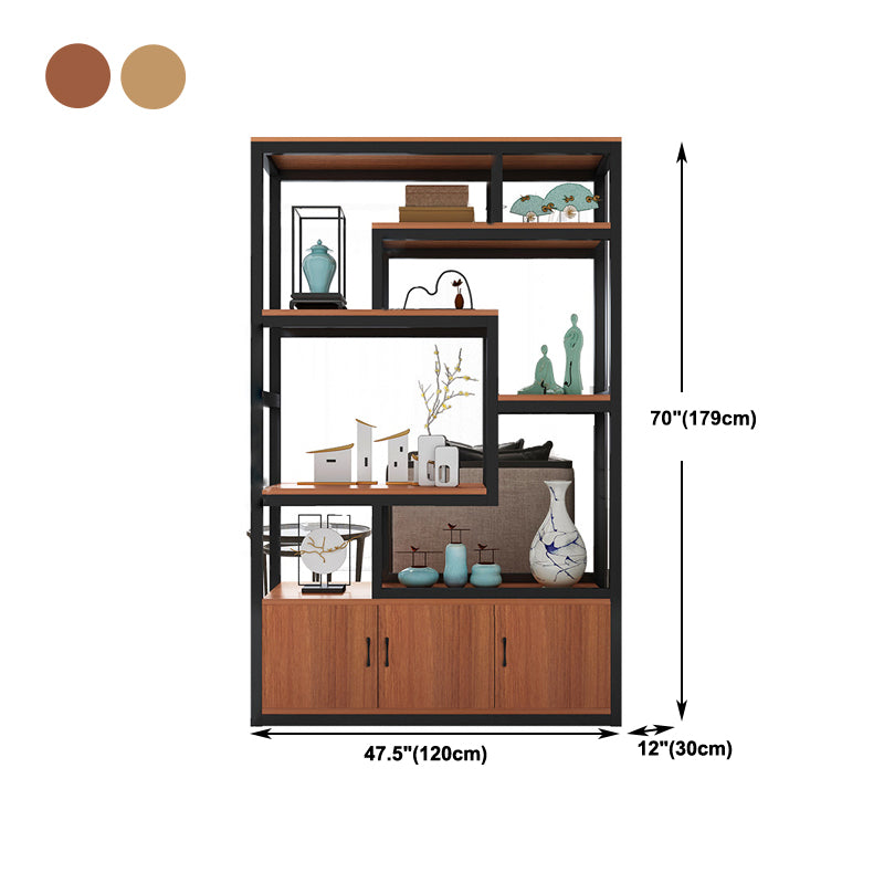 Modern Bookshelf with Doors Geometric Shelf Bookcase for Office