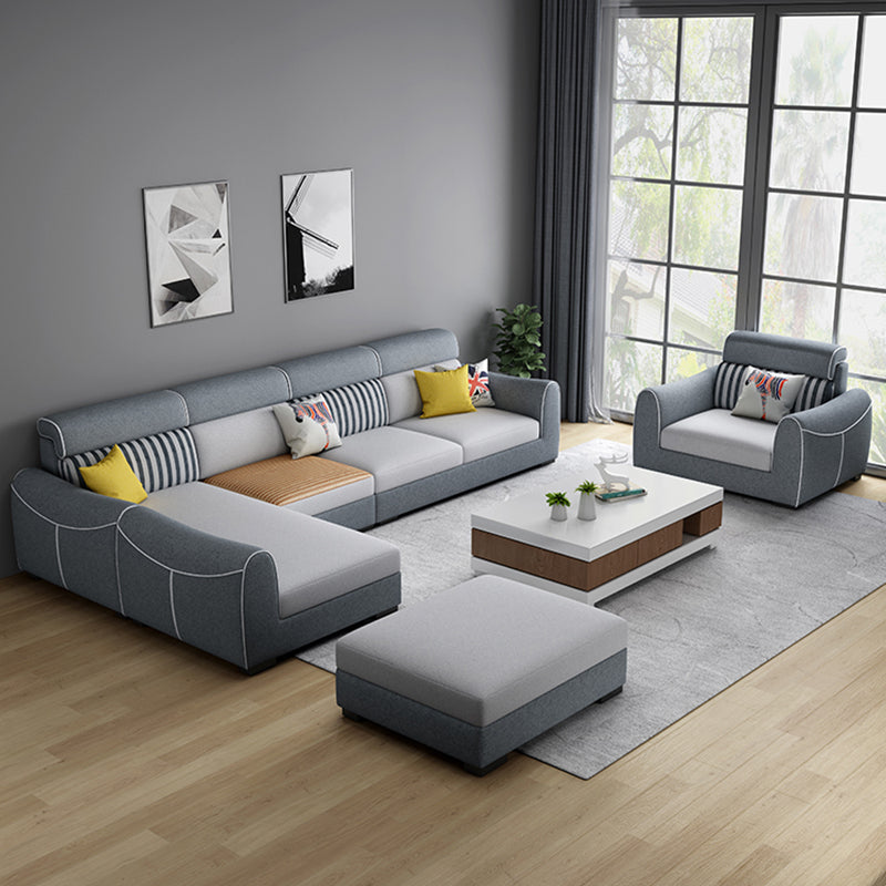 Modern Square Arm Sofa with Sewn Pillow Back for Apartment and Living Room