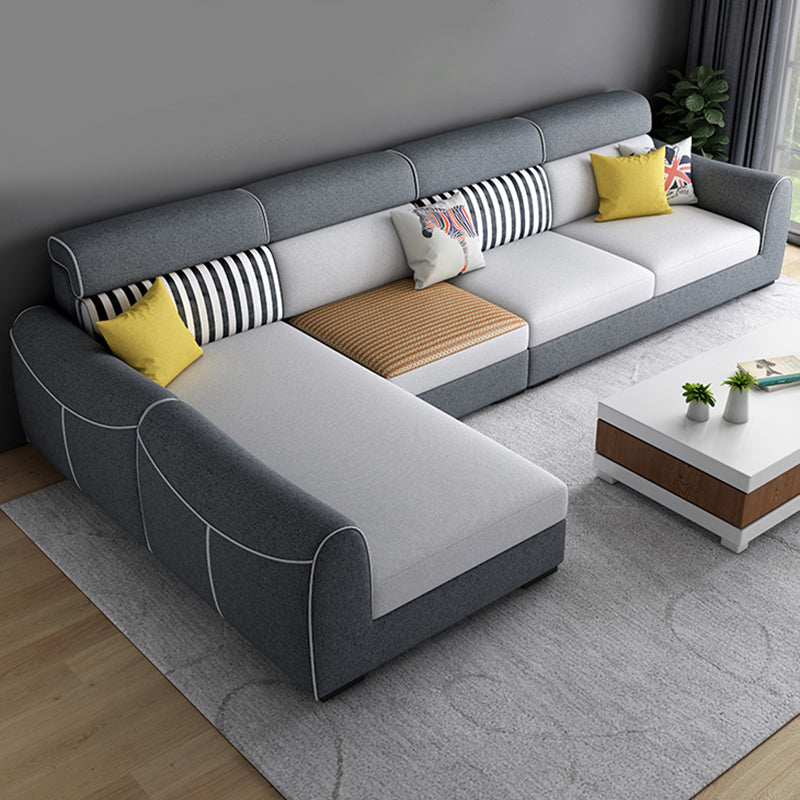 Modern Square Arm Sofa with Sewn Pillow Back for Apartment and Living Room