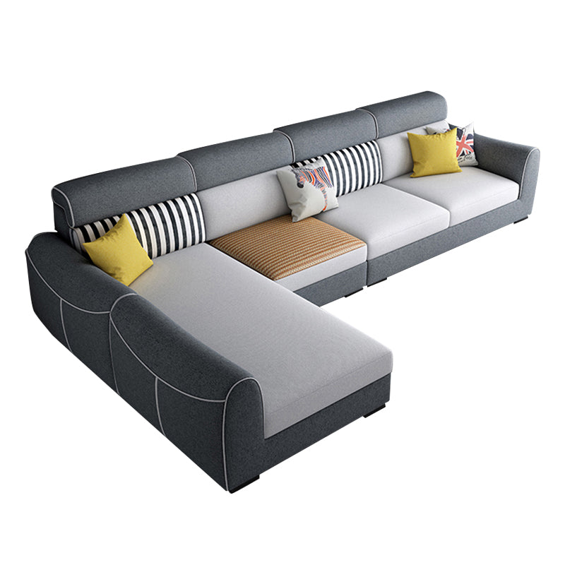 Modern Square Arm Sofa with Sewn Pillow Back for Apartment and Living Room