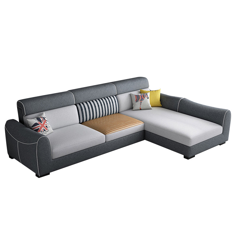 Modern Square Arm Sofa with Sewn Pillow Back for Apartment and Living Room