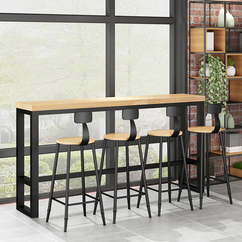 Industrial Rectangular Bar Table Set 1/5 Pieces Wooden Counter Table with High Stools