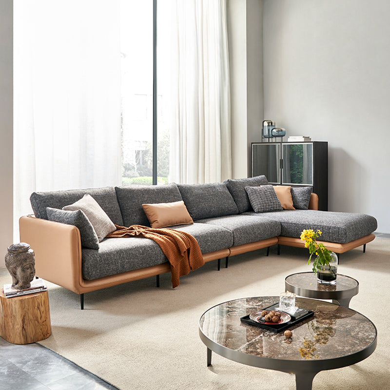 Contemporary Tuxedo Arm Sofa with Pillows 35.43" for Living Room