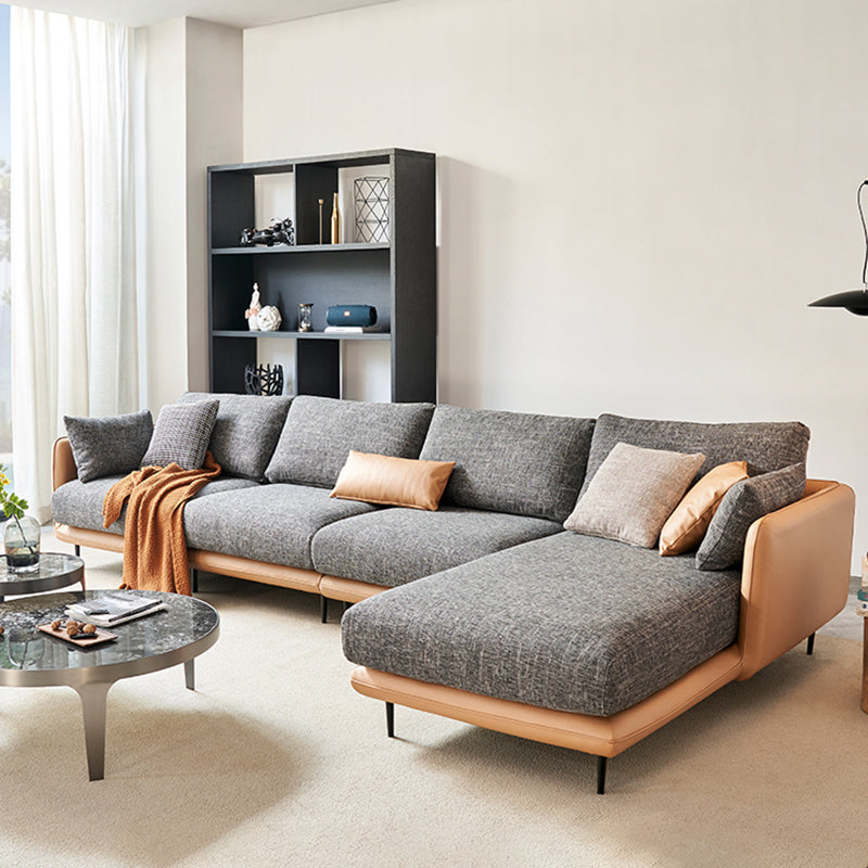 Contemporary Tuxedo Arm Sofa with Pillows 35.43" for Living Room