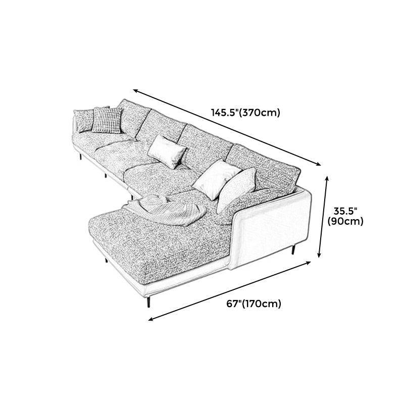 Contemporary Tuxedo Arm Sofa with Pillows 35.43" for Living Room