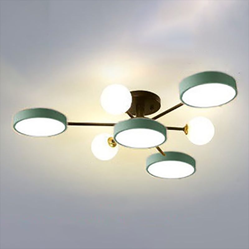 Modern Round Ceiling Light Colorful Multi Light Flush Mount Light for Bedroom