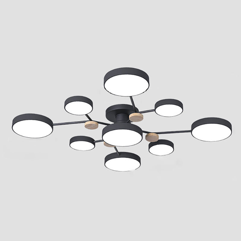 Modern Round Ceiling Light Colorful Multi Light Flush Mount Light with Wood for Bedroom