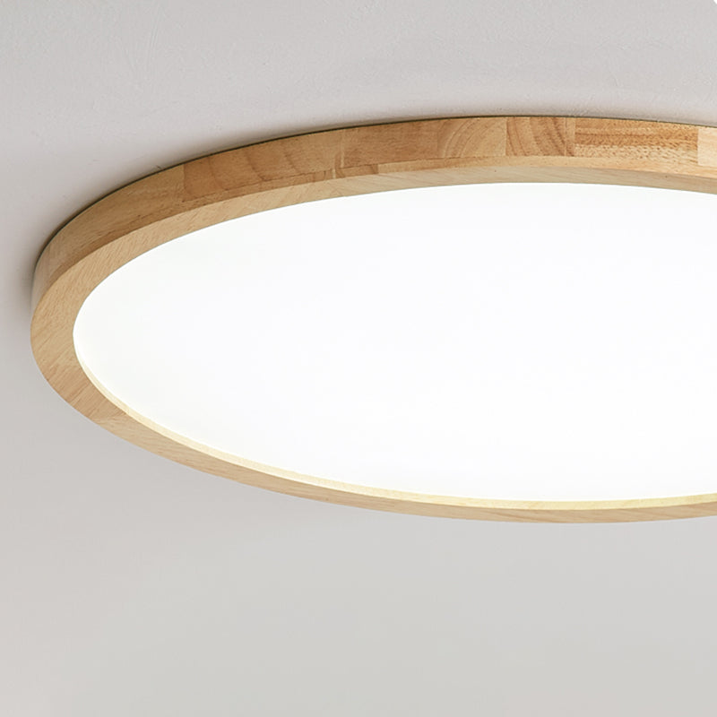 Wood Round Flush Mount Ceiling Light Modern 1 Light Flush Mounted Ceiling Fixture in Brown