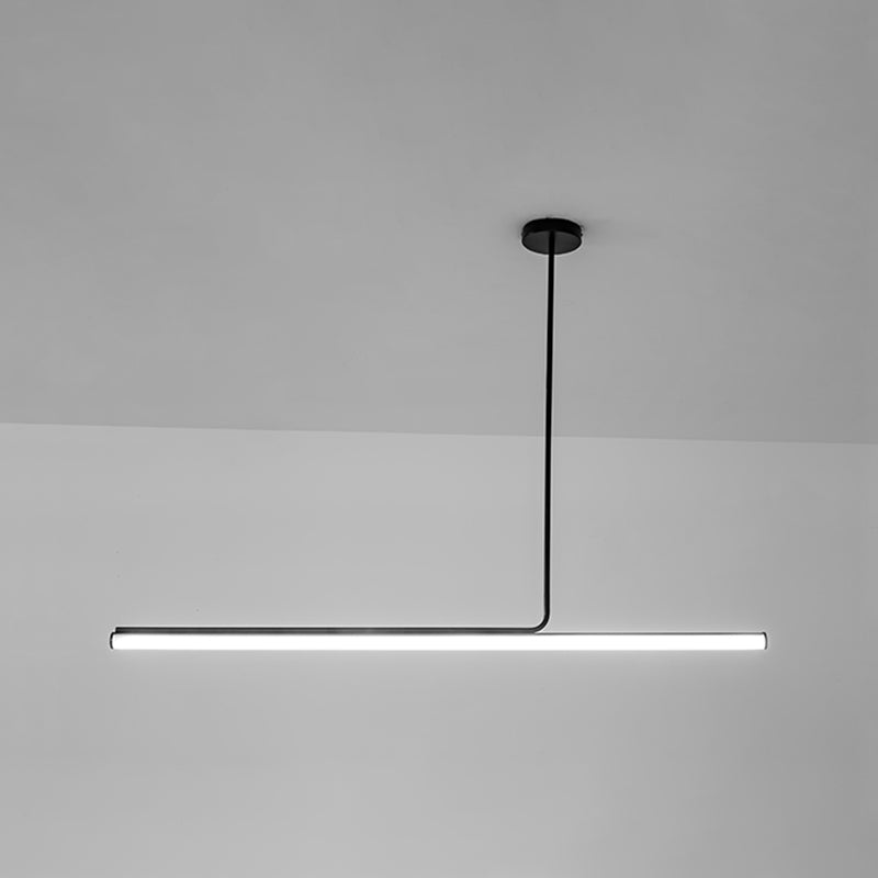 Modern Aluminum Pendant Lighting Linear Shape Hanging Light Fixtures in Black and White