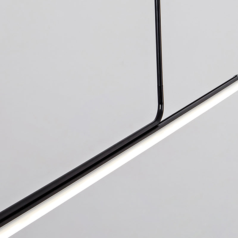 Modern Aluminum Pendant Lighting Linear Shape Hanging Light Fixtures in Black and White