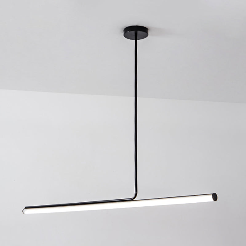 Modern Aluminum Pendant Lighting Linear Shape Hanging Light Fixtures in Black and White