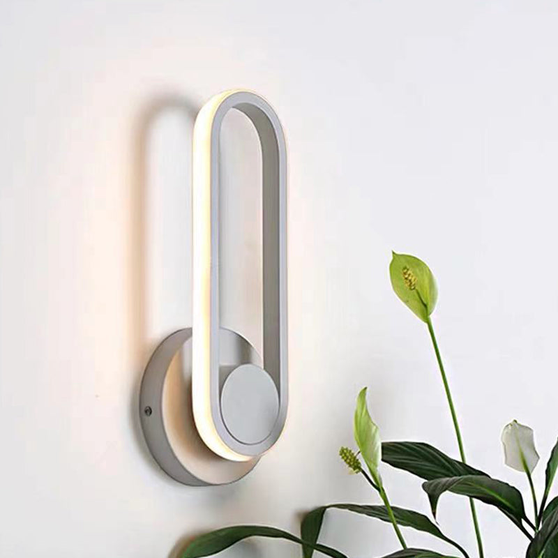Oval Shape Metal Wall Light Modern Style Single Light Wall Sconce Light