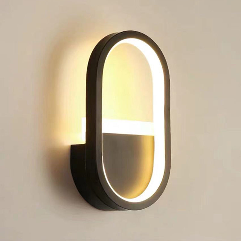 Oval Shape Metal Wall Light Modern Style Single Light Wall Sconce Light
