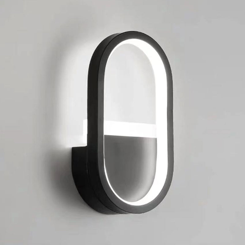 Oval Shape Metal Wall Light Modern Style Single Light Wall Sconce Light
