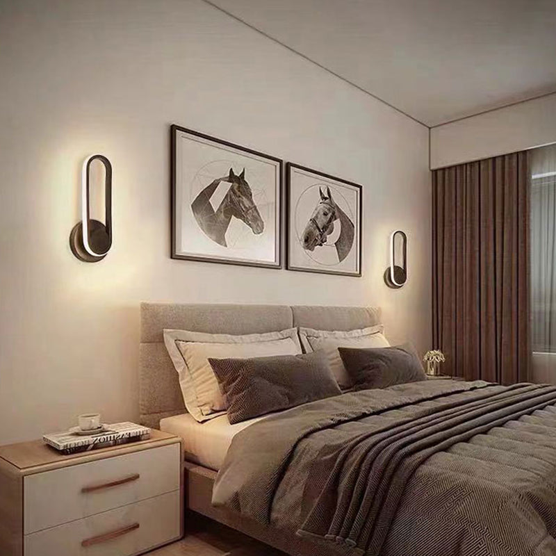 Oval Shape Metal Wall Light Modern Style Single Light Wall Sconce Light