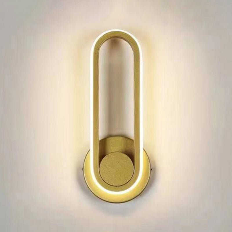 Oval Shape Metal Wall Light Modern Style Single Light Wall Sconce Light