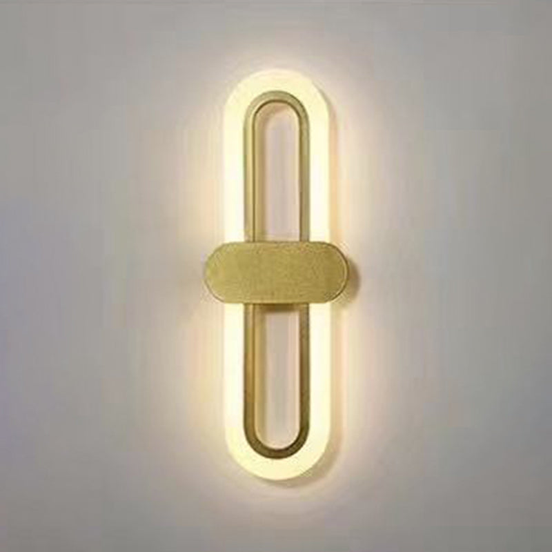 Oval Shape Metal Wall Light Modern Style Single Light Wall Sconce Light