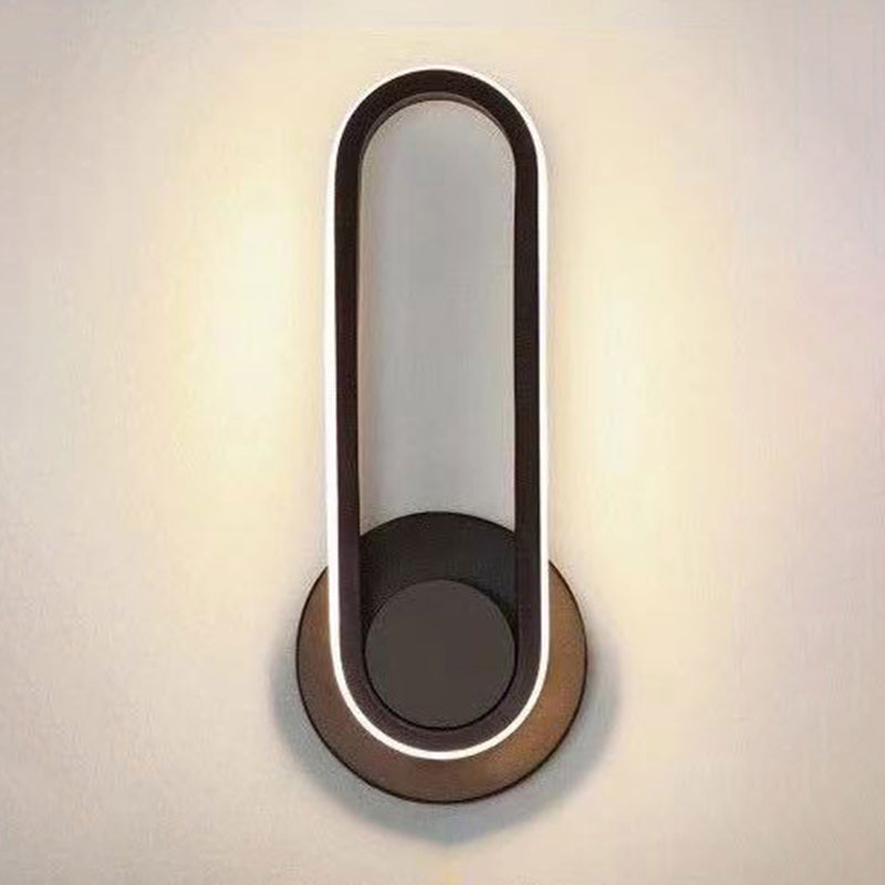 Oval Shape Metal Wall Light Modern Style Single Light Wall Sconce Light