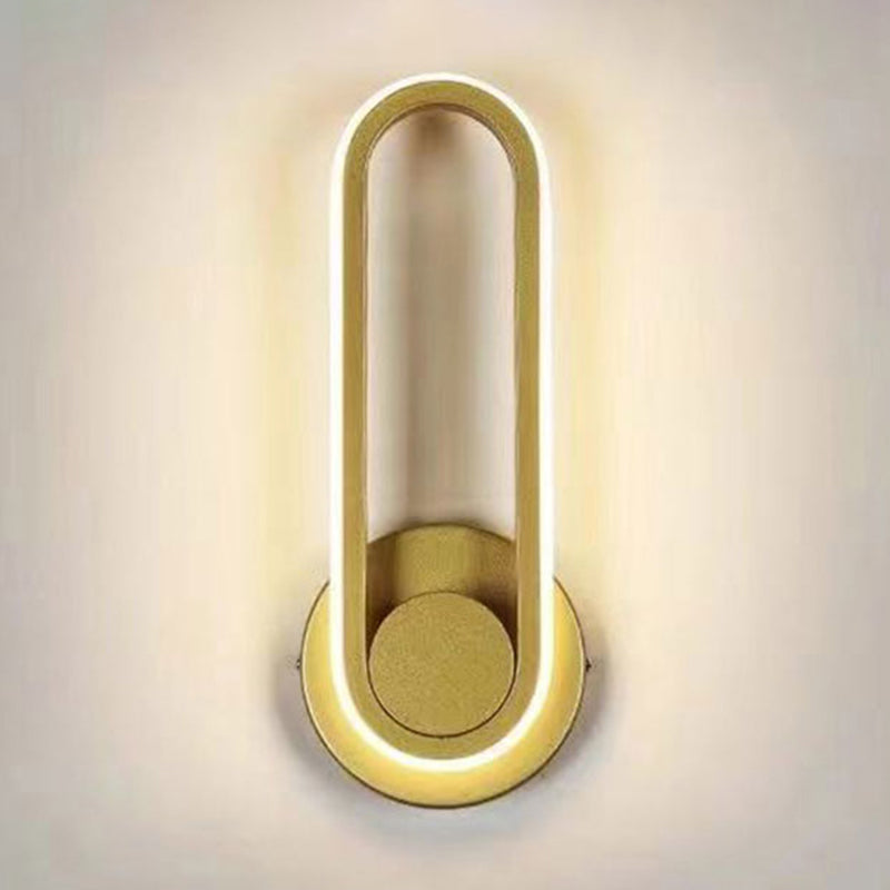 Oval Shape Metal Wall Light Modern Style Single Light Wall Sconce Light