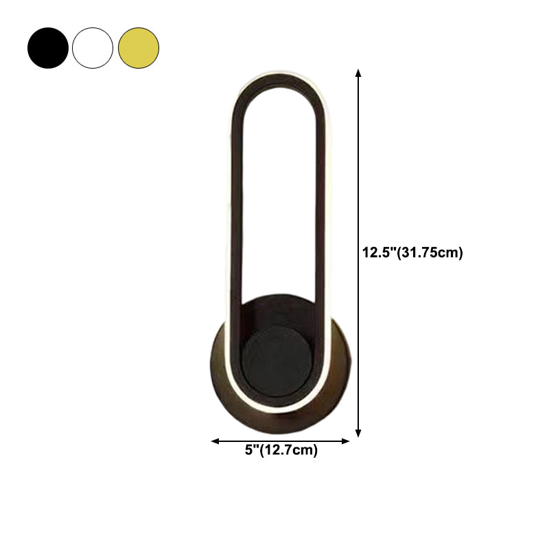 Oval Shape Metal Wall Light Modern Style Single Light Wall Sconce Light