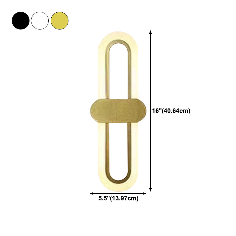 Oval Shape Metal Wall Light Modern Style Single Light Wall Sconce Light
