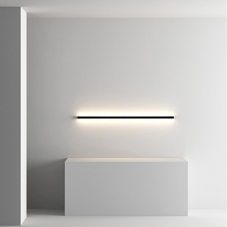 Metal Linear Shape Wall Light Modern 1 Light Wall Mount Fixtures in Black