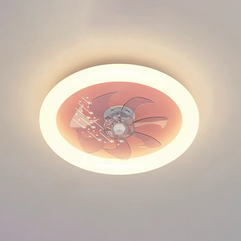 Round Shape Ceiling Fan Light Children LED Ceiling Mount Lamp with Acrylic Shade