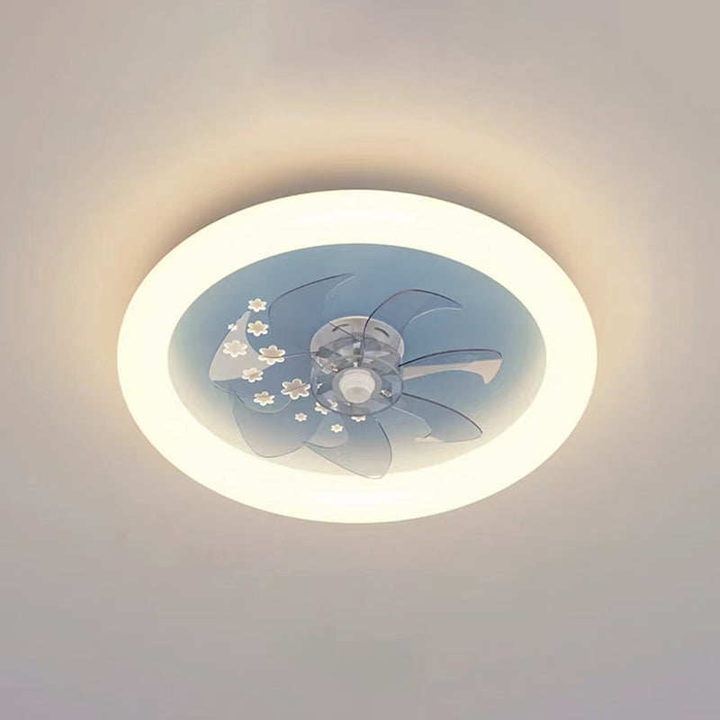 Round Shape Ceiling Fan Light Children LED Ceiling Mount Lamp with Acrylic Shade