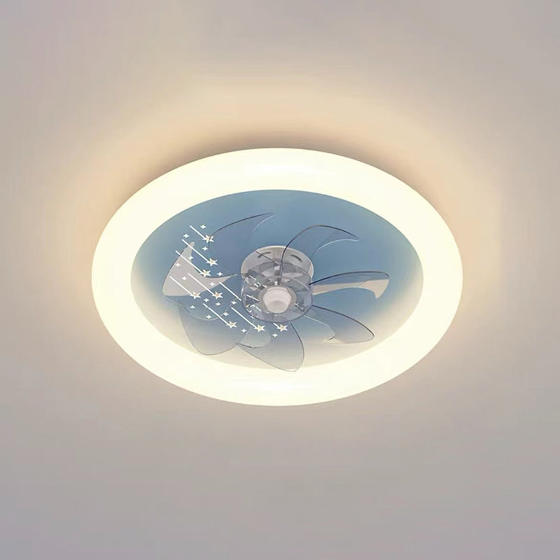 Round Shape Ceiling Fan Light Children LED Ceiling Mount Lamp with Acrylic Shade