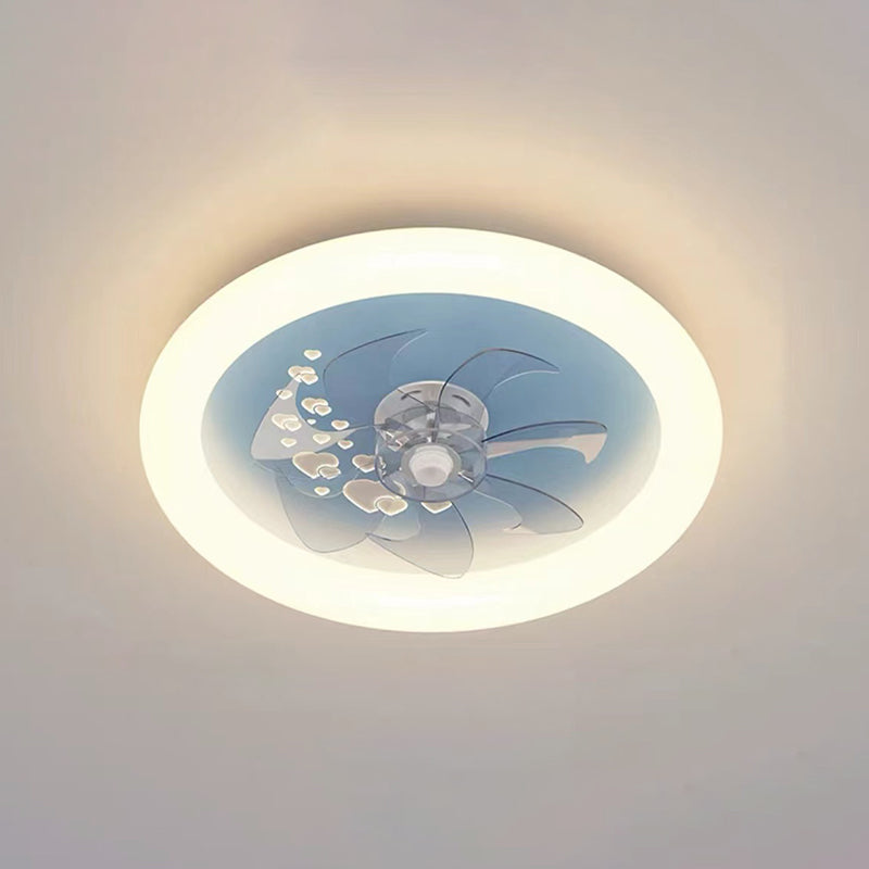 Round Shape Ceiling Fan Light Children LED Ceiling Mount Lamp with Acrylic Shade