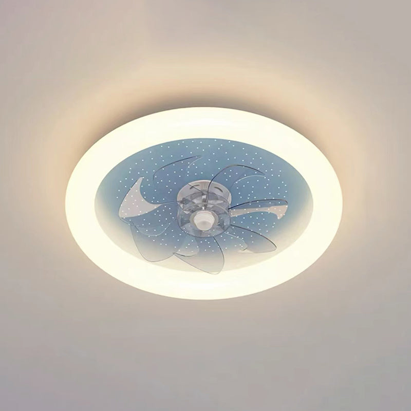 Round Shape Ceiling Fan Light Children LED Ceiling Mount Lamp with Acrylic Shade