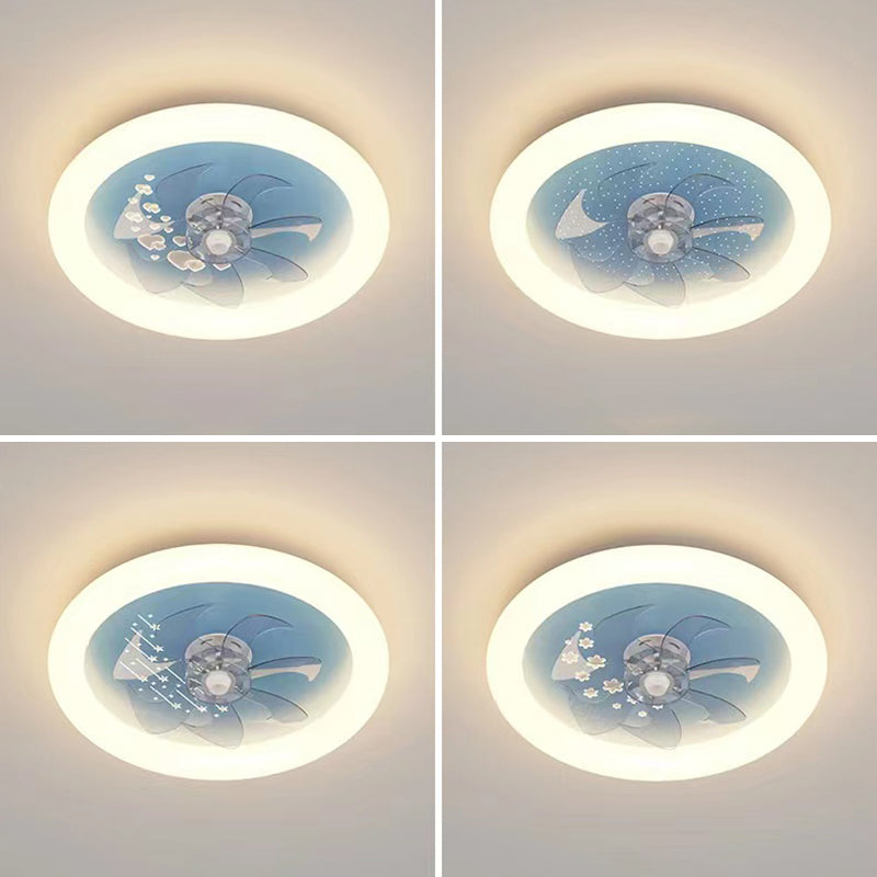 Round Shape Ceiling Fan Light Children LED Ceiling Mount Lamp with Acrylic Shade