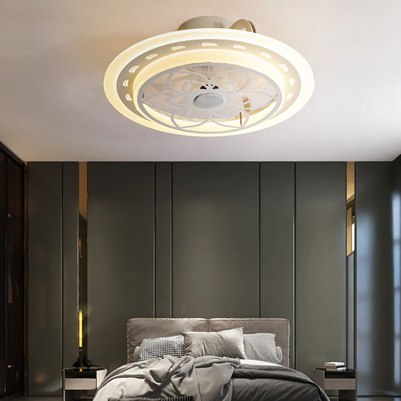 White LED Ceiling Fan Light Simple Ceiling Mount Lamp with Acrylic Shade for Bedroom