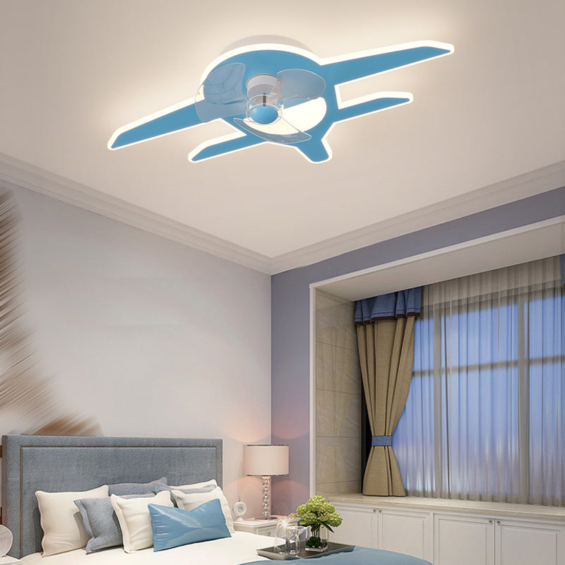 Children Ceiling Fan Light LED Ceiling Mount Lamp with Acrylic Shade for Bedroom