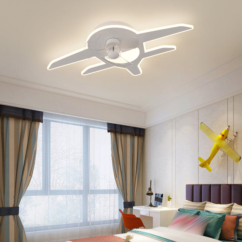 Children Ceiling Fan Light LED Ceiling Mount Lamp with Acrylic Shade for Bedroom