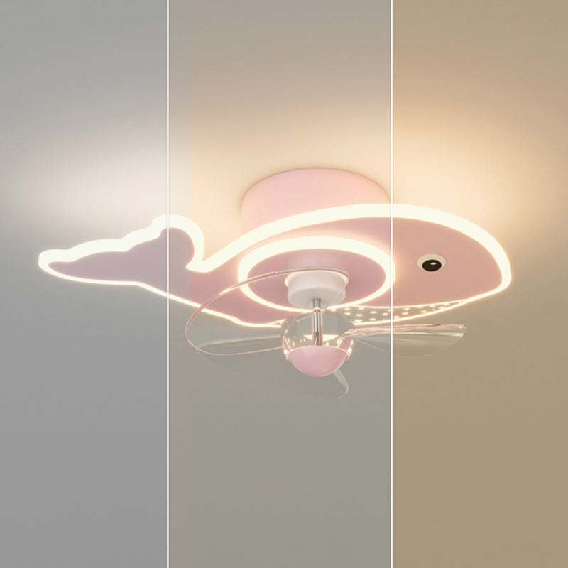 Children Ceiling Fan Light LED Ceiling Mount Lamp with Acrylic Shade for Bedroom