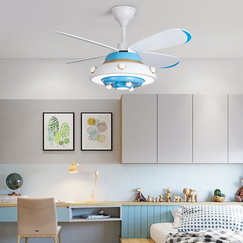 Children LED Ceiling Fan Light Simple Ceiling Mount Lamp with Wood for Bedroom