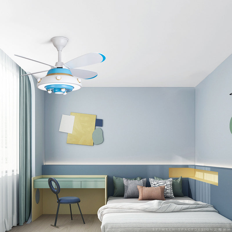 Children LED Ceiling Fan Light Simple Ceiling Mount Lamp with Wood for Bedroom