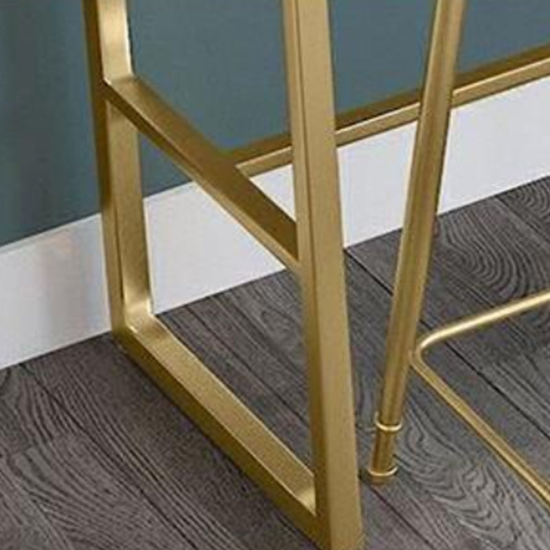Stone Bar Dining Table Glam Rectangle Bar Table with Trestle Pedestal for Miik Tea Shop