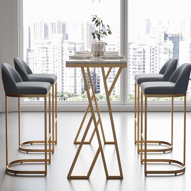 Stone Bar Dining Table Modern Rectangle Bar Table with 4 Legs Pedestal for Dining Room