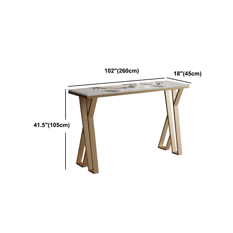 Stone Bar Dining Table Modern Rectangle Bar Table with 4 Legs Pedestal for Dining Room