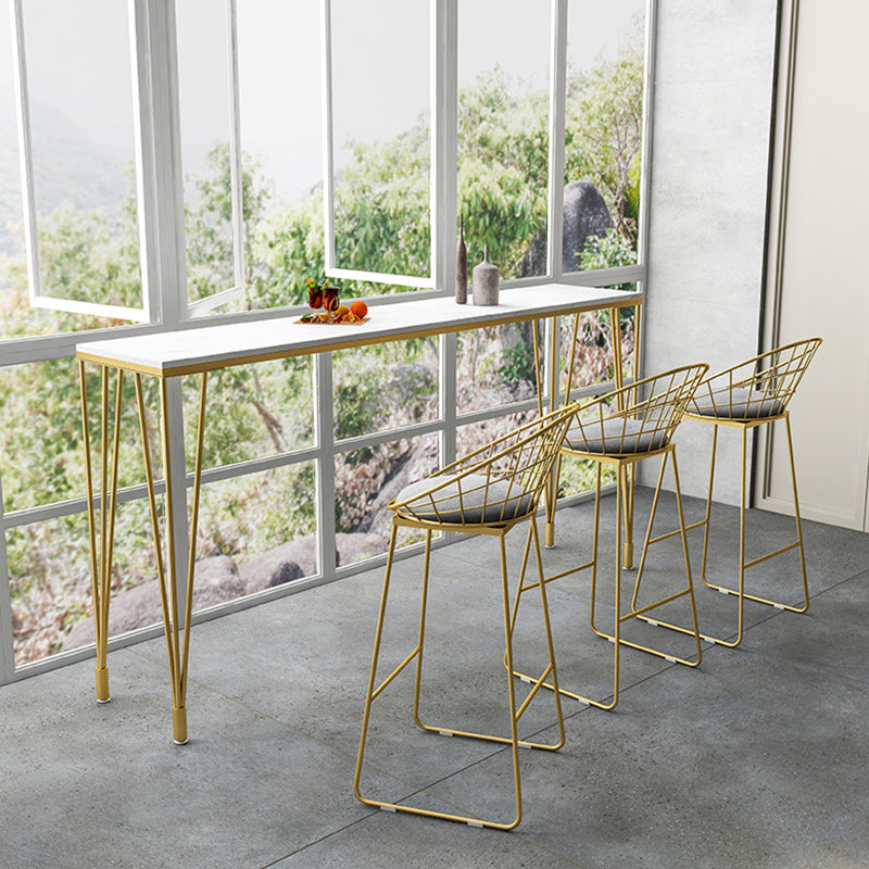 Stone Bar Dining Table Modern Rectangle Bar Table with 4 Legs Pedestal for Kitchen