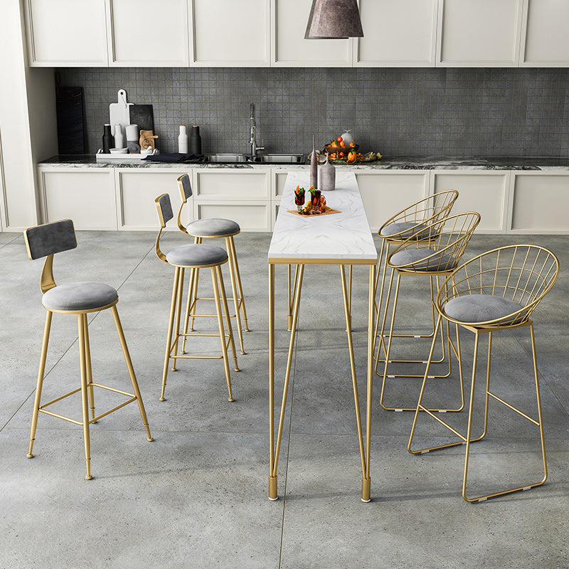 Stone Bar Dining Table Modern Rectangle Bar Table with 4 Legs Pedestal for Kitchen