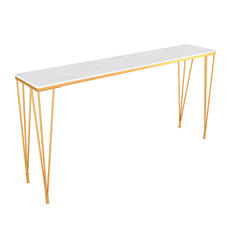 Stone Bar Dining Table Modern Rectangle Bar Table with 4 Legs Pedestal for Kitchen
