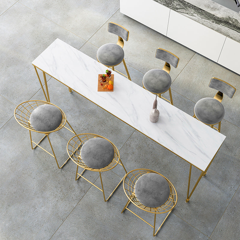Stone Bar Dining Table Modern Rectangle Bar Table with 4 Legs Pedestal for Kitchen