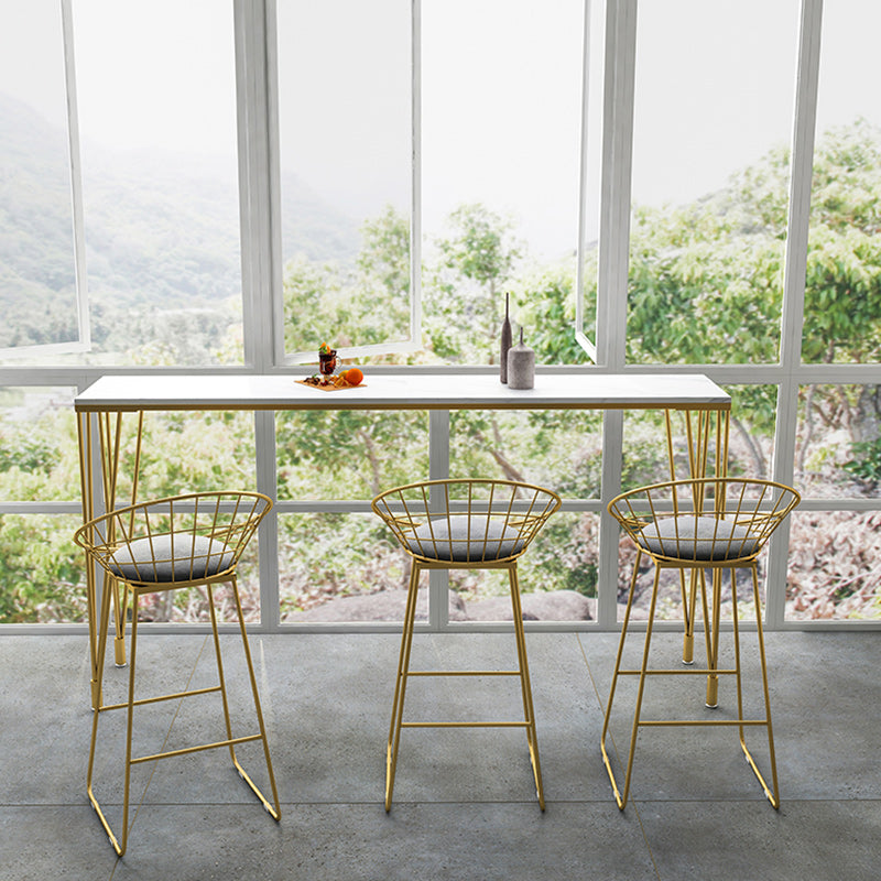 Stone Bar Dining Table Modern Rectangle Bar Table with 4 Legs Pedestal for Kitchen