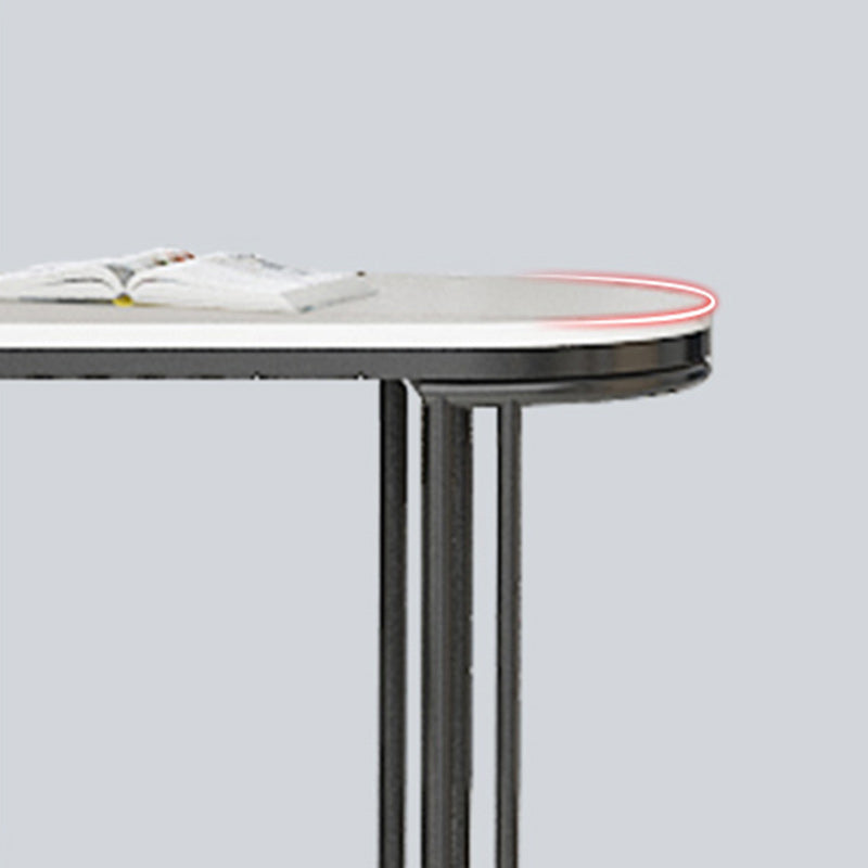 Stone Bar Dining Table Glam Rectangle Bar Table with Double Pedestal for Porch Kitchen