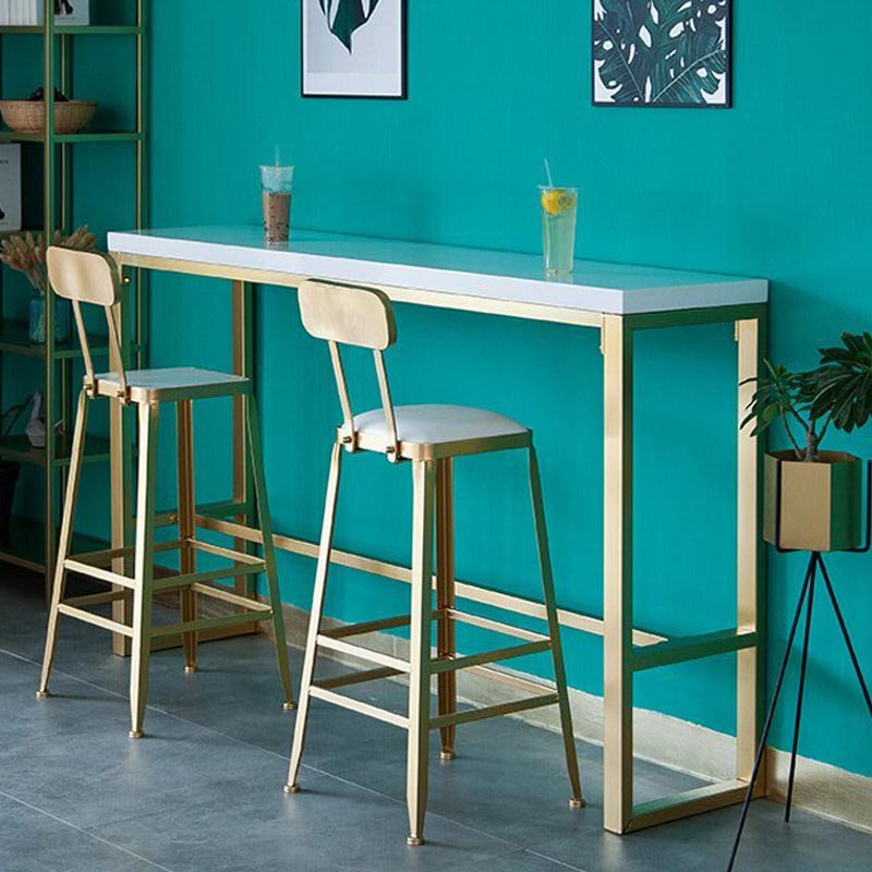 Glam Style Bar Table Gold Pedestal Pub Table for Living Room