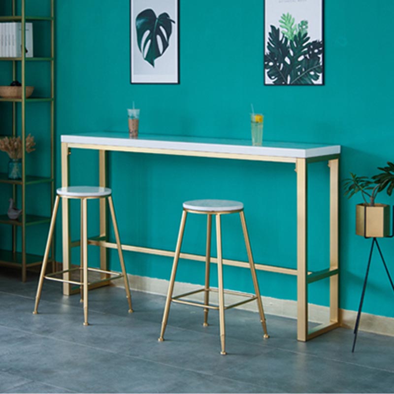 Glam Style Bar Table Gold Pedestal Pub Table for Living Room