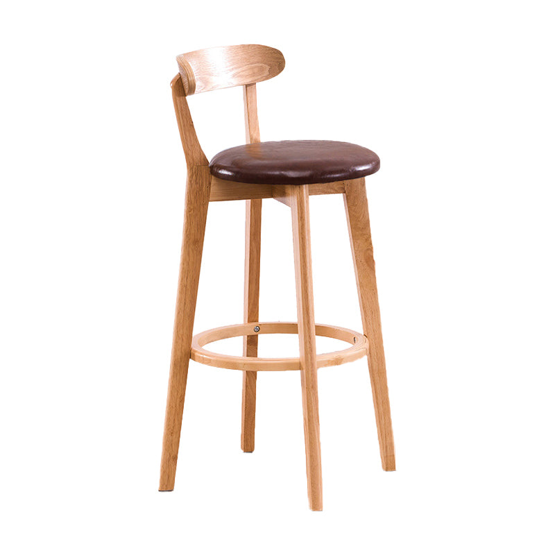 Scandinavian Upholstered Footrest Low Back Stool 27.55'' Beech Bar Stool
